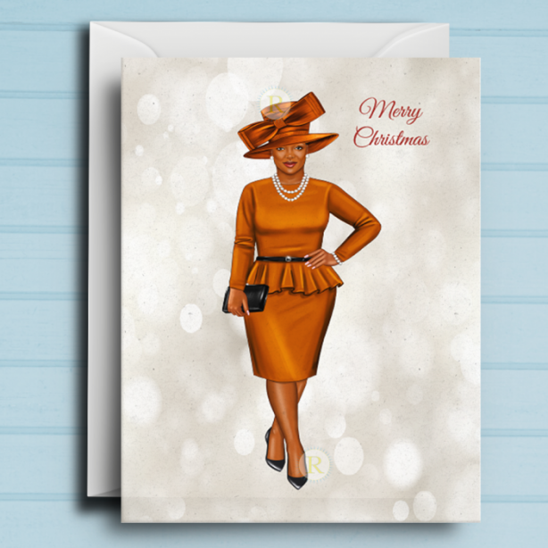 Black Woman M Christmas Card